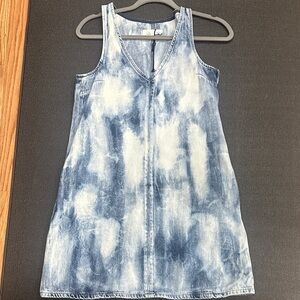 rag & bone Blue and White Tie-Dye Denim Midi Dress